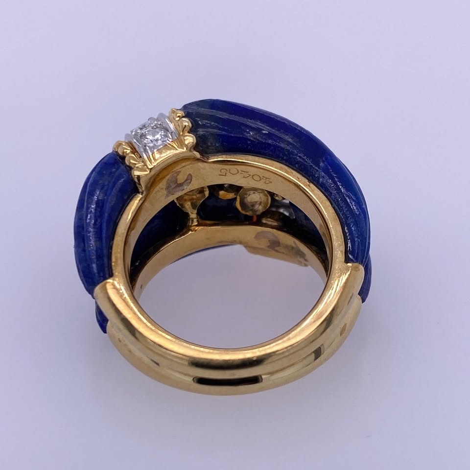 18k Yellow Gold Lapis Lazuli Diamond Ring