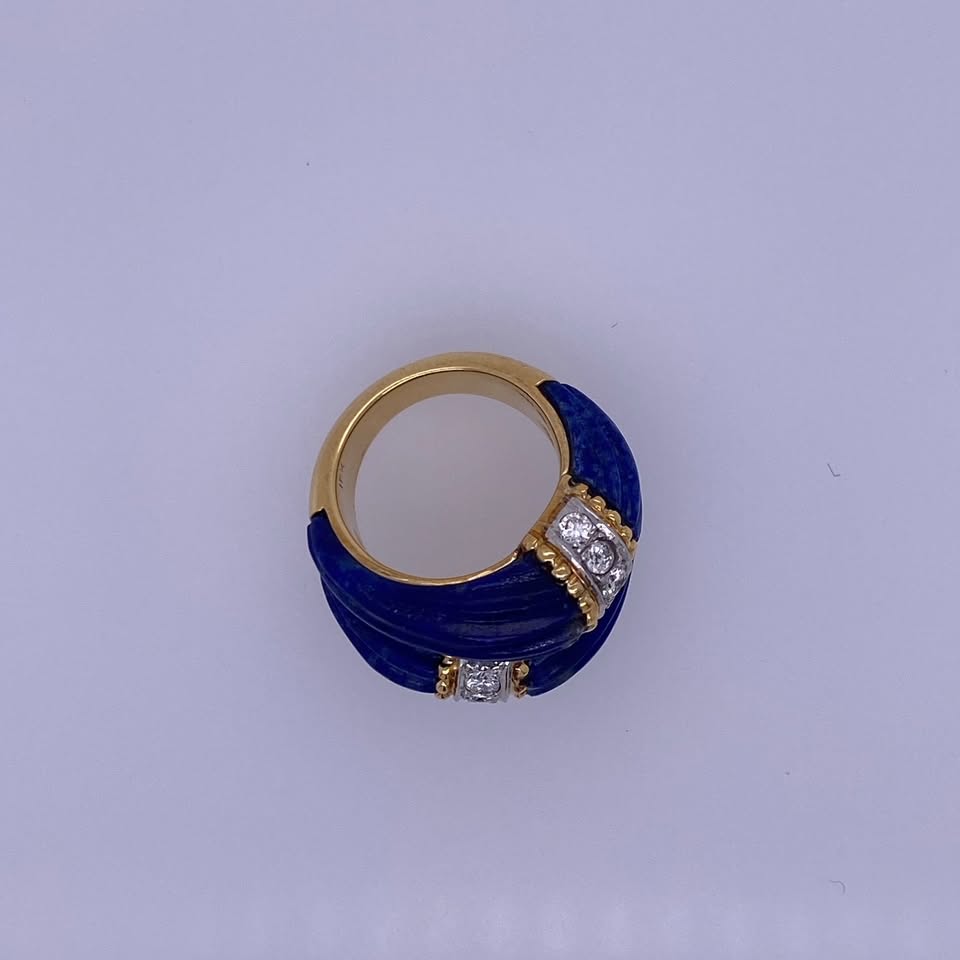 18k Yellow Gold Lapis Lazuli Diamond Ring