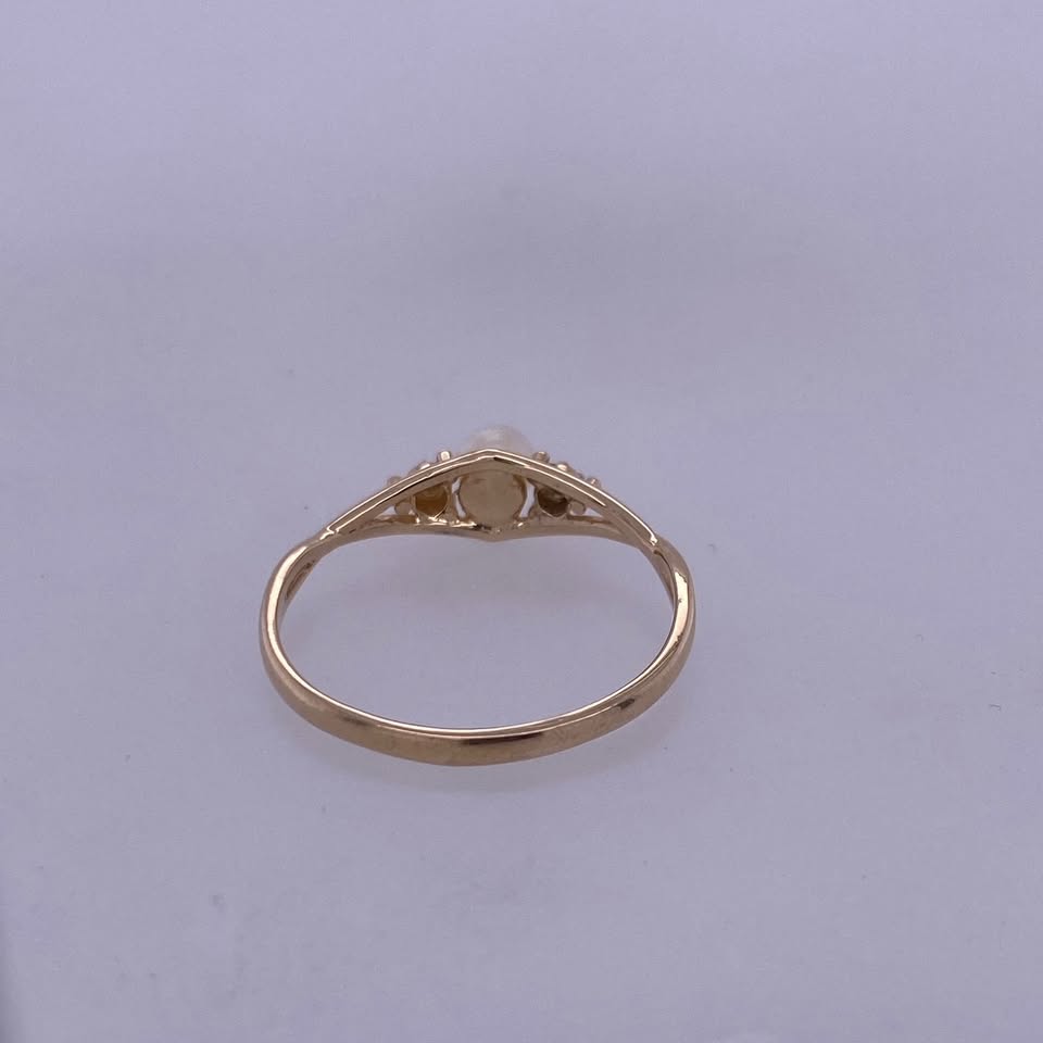 14k Yellow Gold Mini Round Pearl Ladies Ring