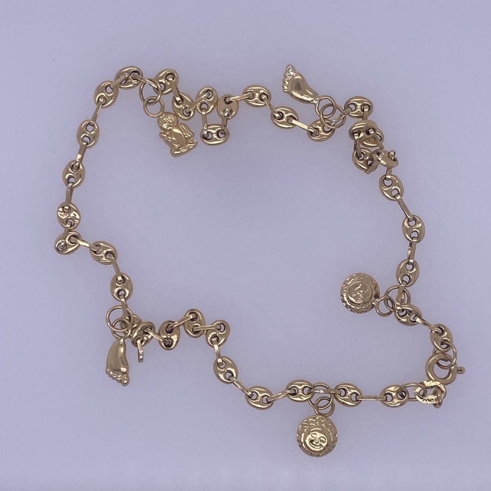 18k Yellow Gold Gucci Link Charm Anklet