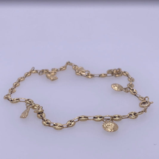 18k Yellow Gold Gucci Link Charm Anklet