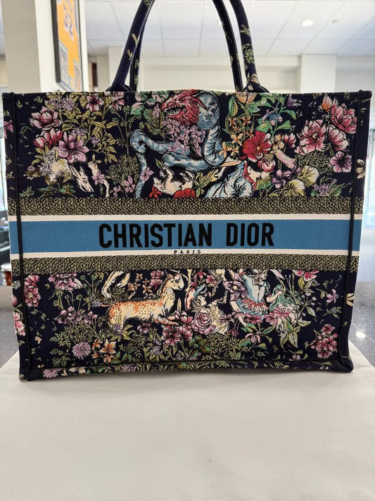 Christian Dior D Constellation Embroidery Book Tote-Large