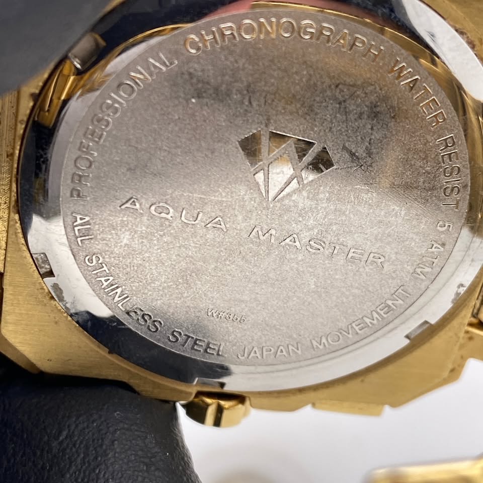 Aqua Master Mens Gold Tone Dial Gold Tone-Stainless Steel