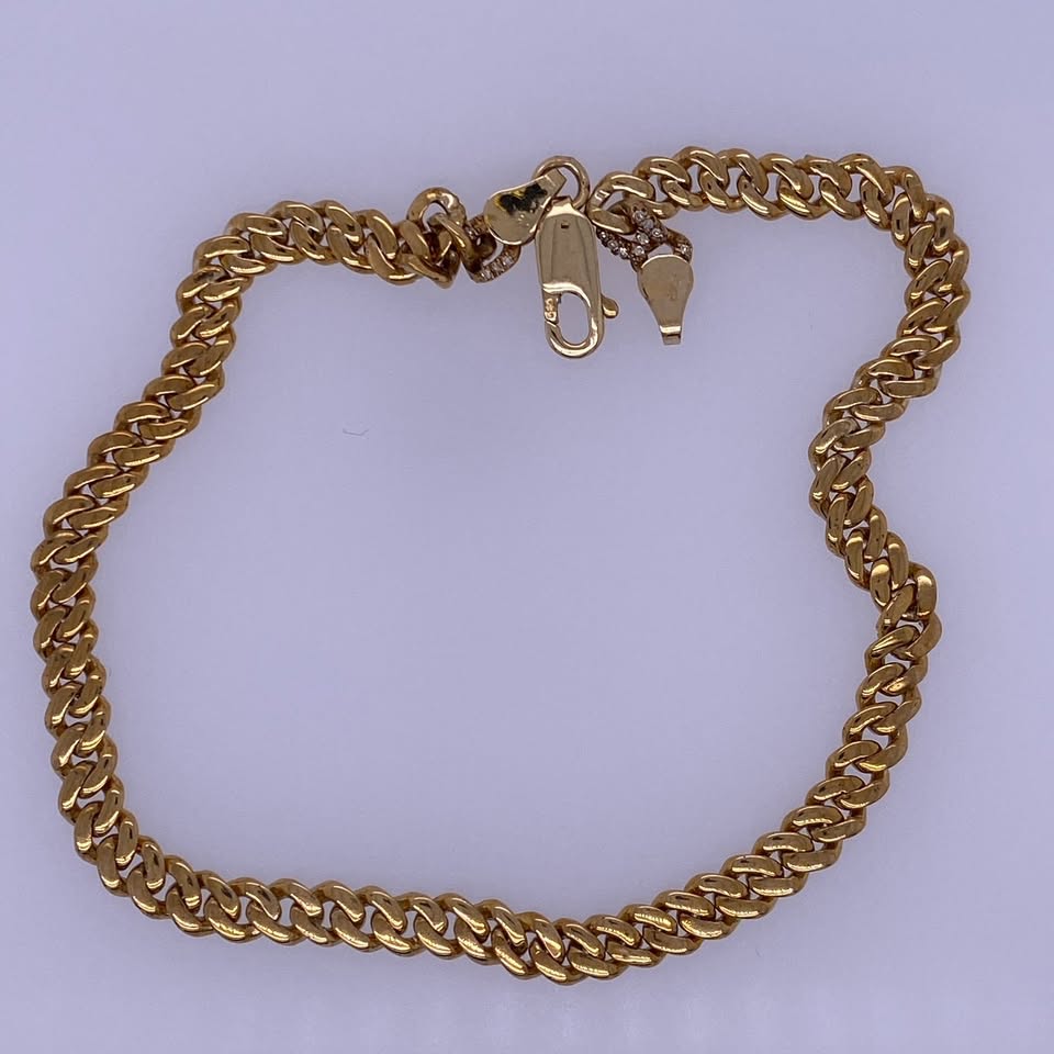 14k Yellow Gold Iced Out Cuban Bracelet-1.0TCW