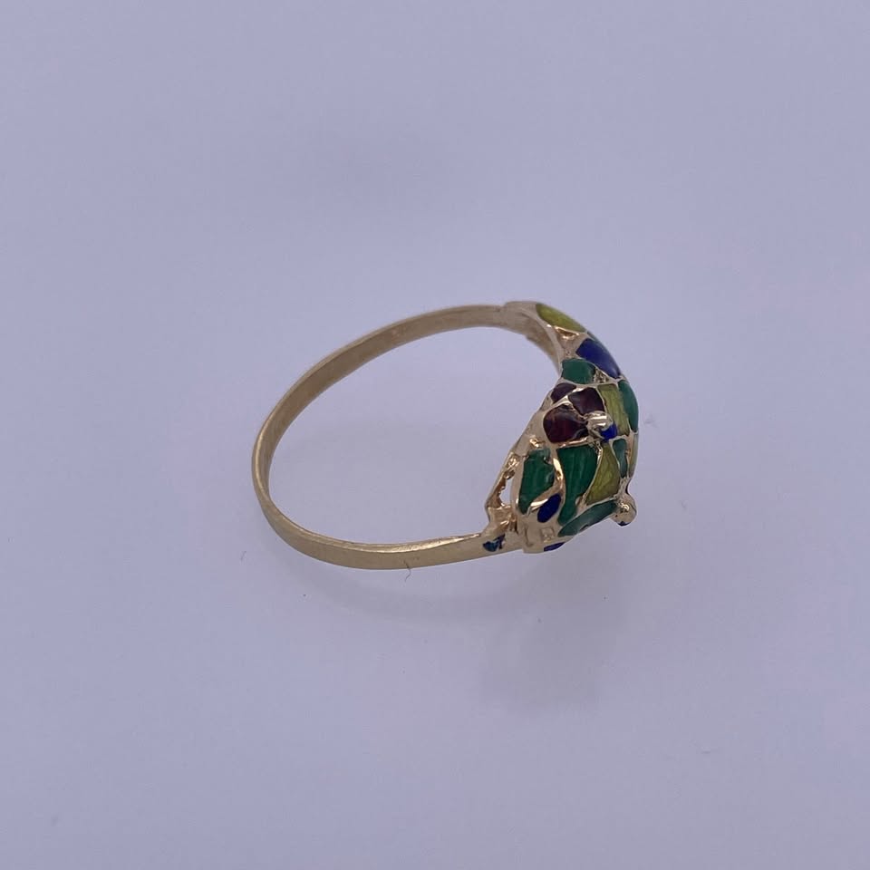 14k Yellow Gold Enamel-Inlaid Snake Ring