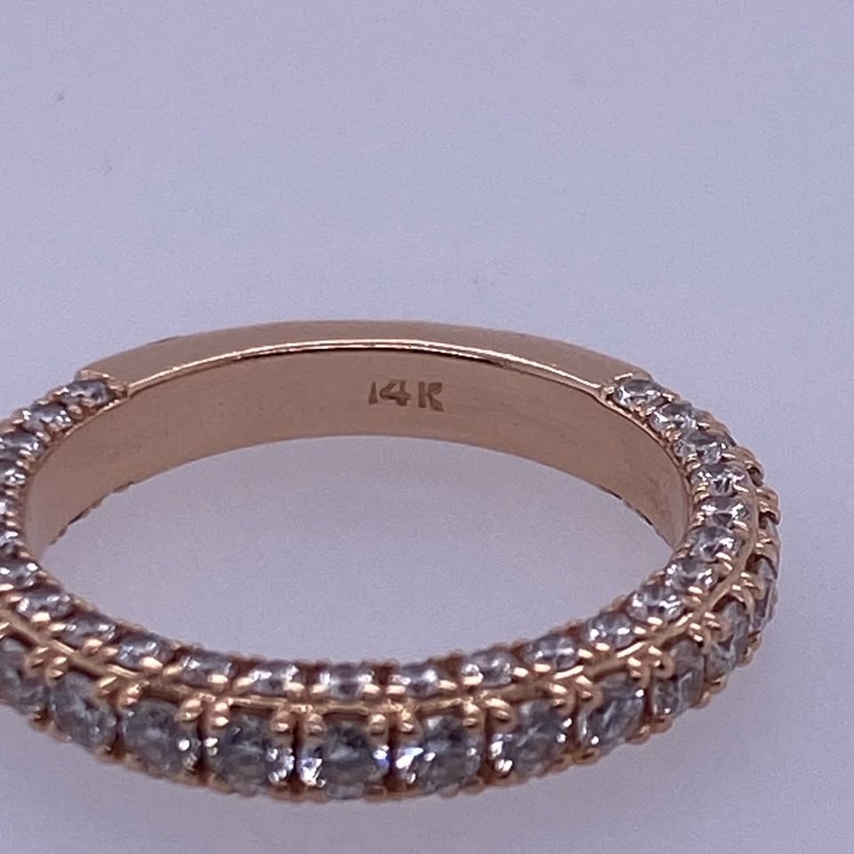 14k Rose Gold Women's Micro Pave Natural Diamond Engagement/Wedding Band