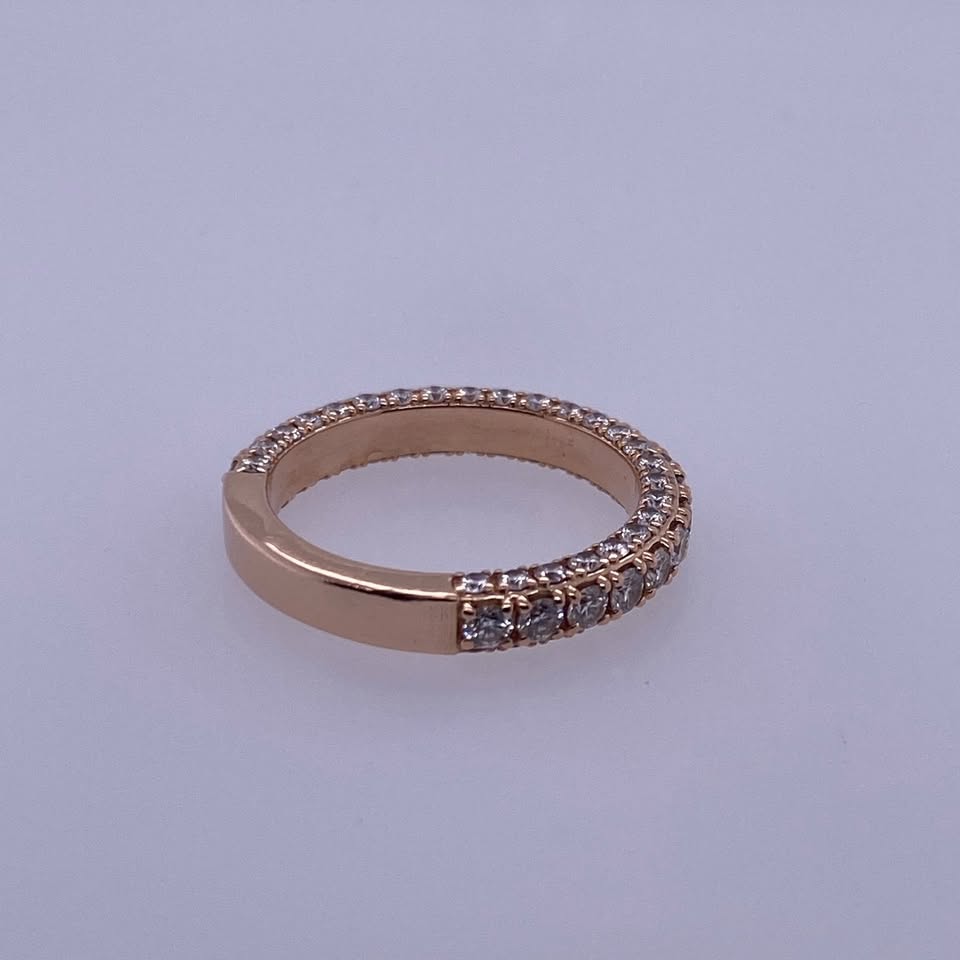 14k Rose Gold Women's Micro Pave Natural Diamond Engagement/Wedding Band