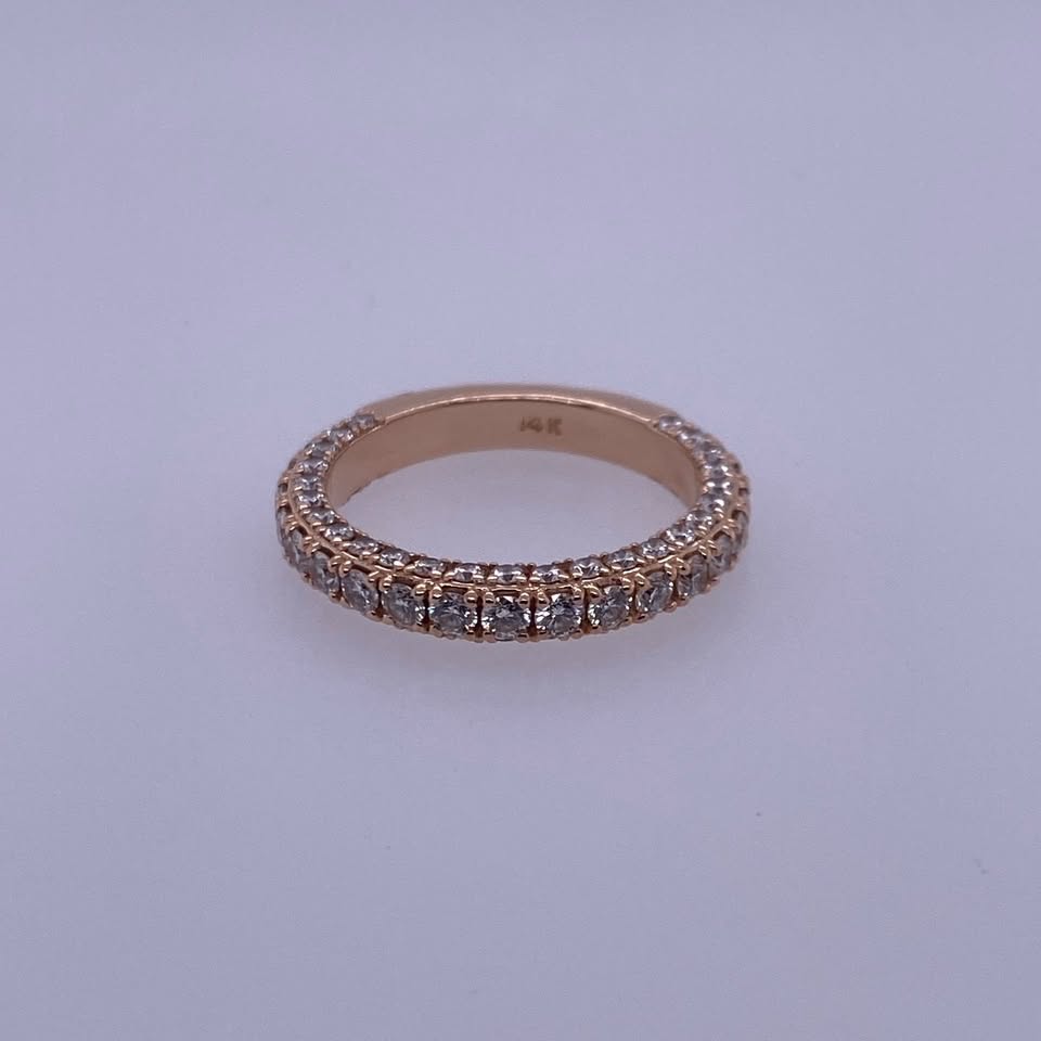 14k Rose Gold Women's Micro Pave Natural Diamond Engagement/Wedding Band