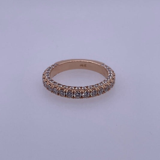 14k Rose Gold Women's Micro Pave Natural Diamond Engagement/Wedding Band