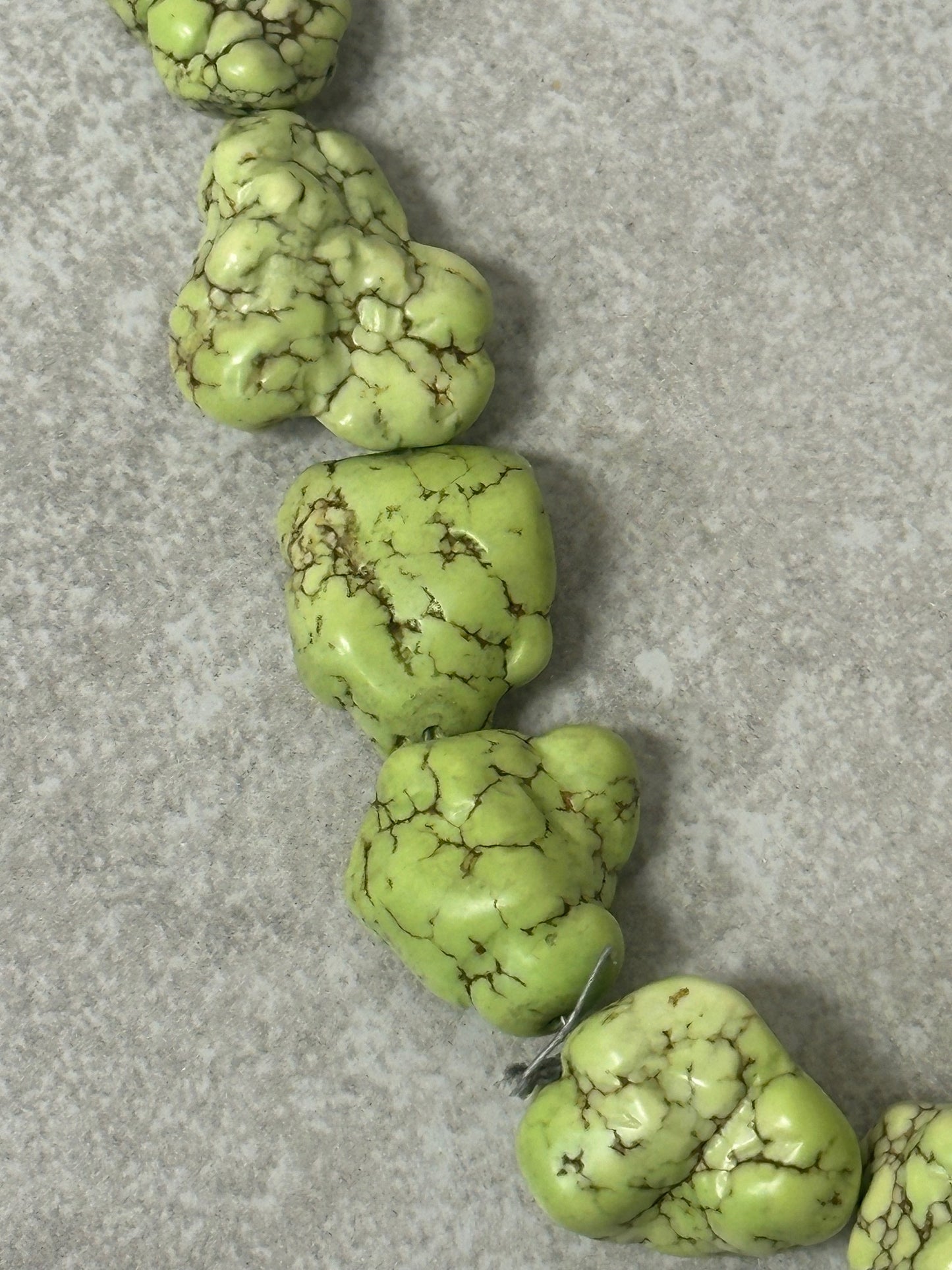 925 Sterling Silver Green Turqoise Nuggets Necklace