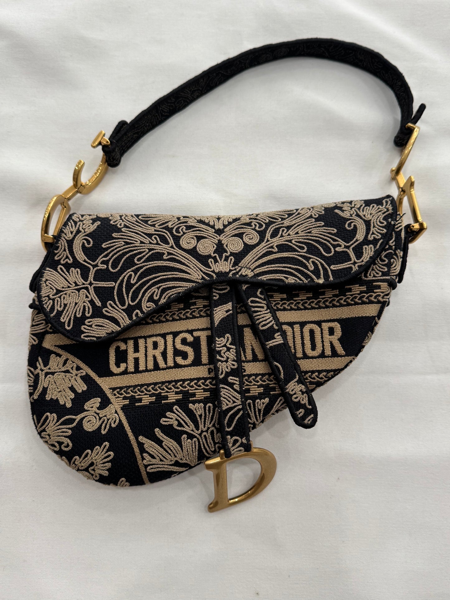 Dior Saddle Bag Oblique Oriental Embroidery Leather Handbag
