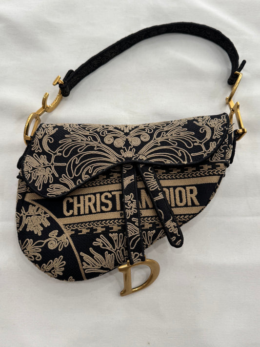 Dior Saddle Bag Oblique Oriental Embroidery Leather Handbag