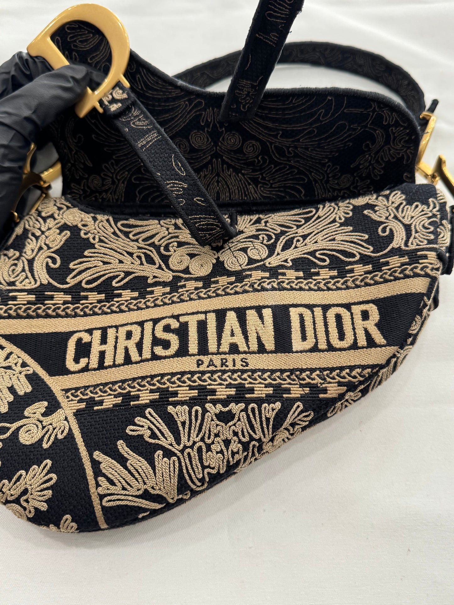Dior Saddle Bag Oblique Oriental Embroidery Leather Handbag