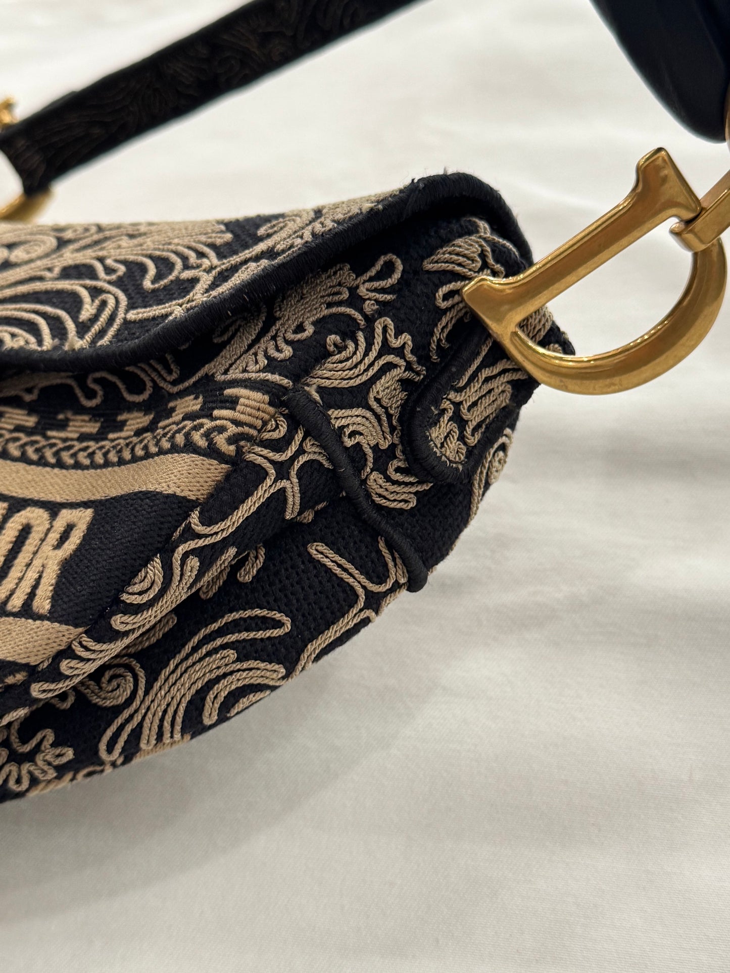 Dior Saddle Bag Oblique Oriental Embroidery Leather Handbag