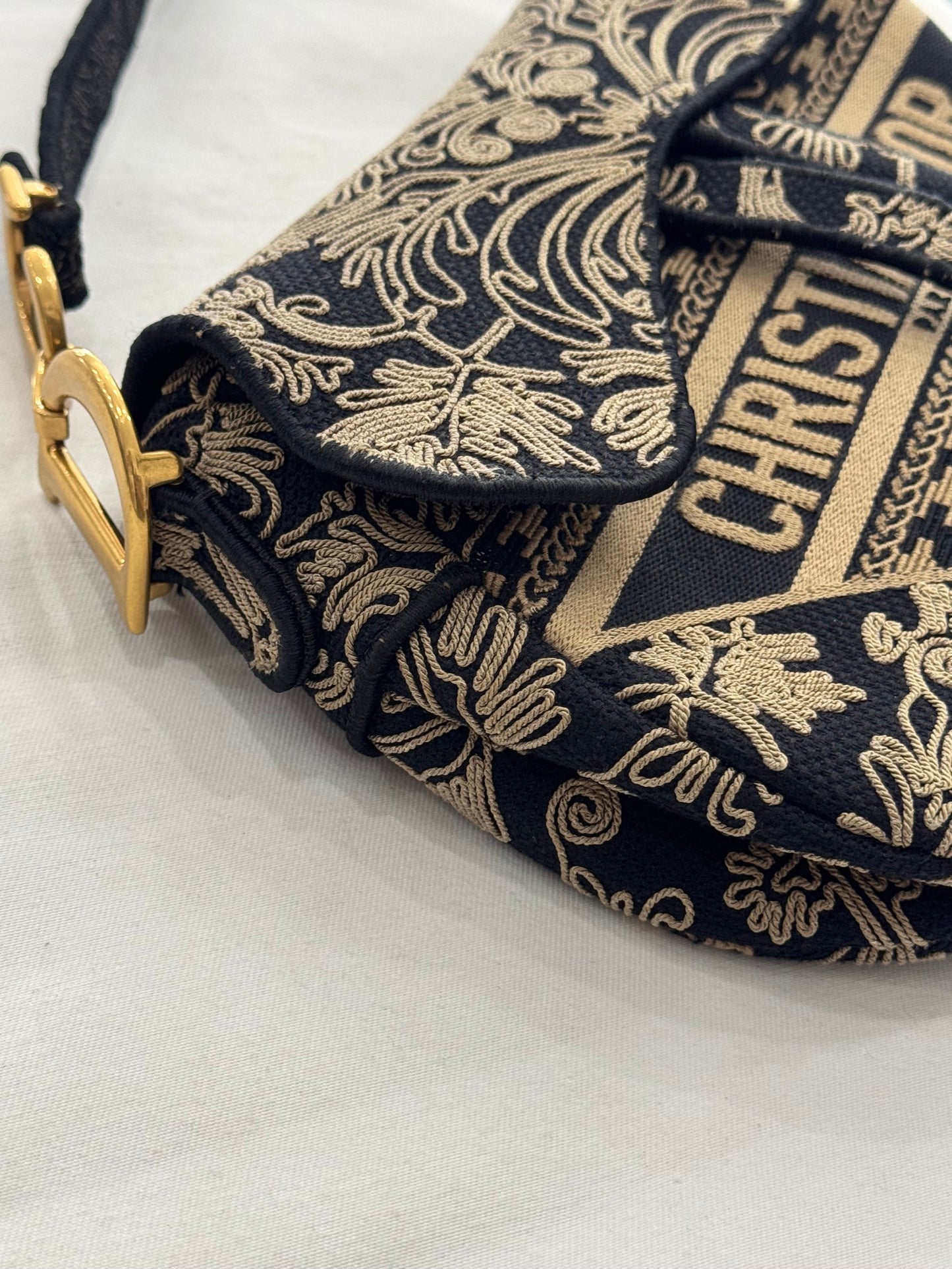 Dior Saddle Bag Oblique Oriental Embroidery Leather Handbag