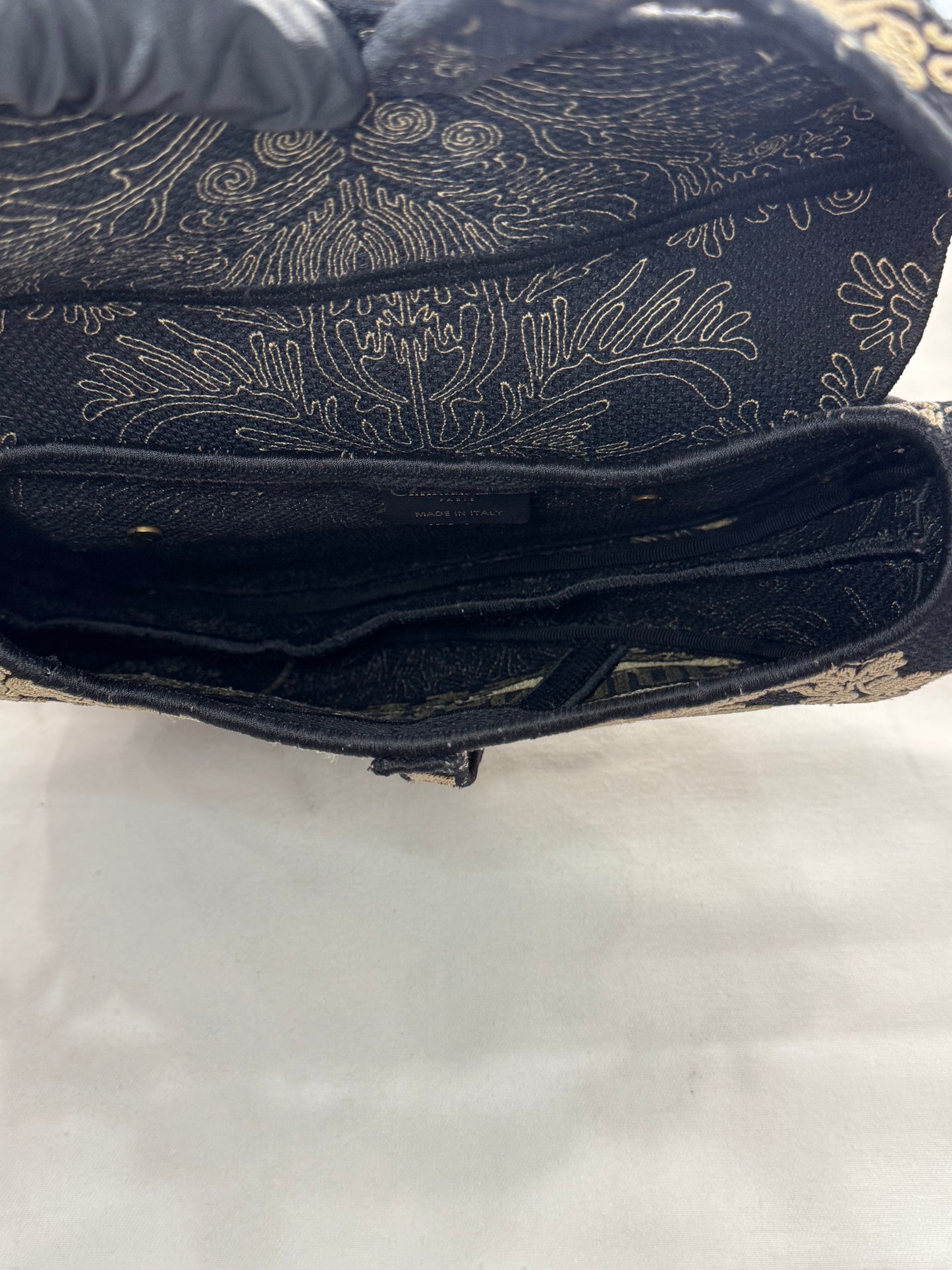 Dior Saddle Bag Oblique Oriental Embroidery Leather Handbag