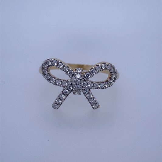 14k Yellow Gold Women's Bow Tie Diamond Ring