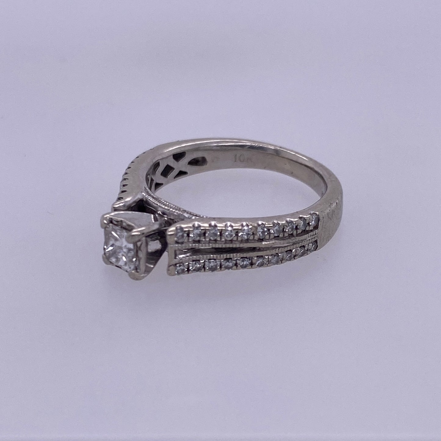 10k White Gold Princess Cut Ladies Diamond Engagement/ Wedding Ring