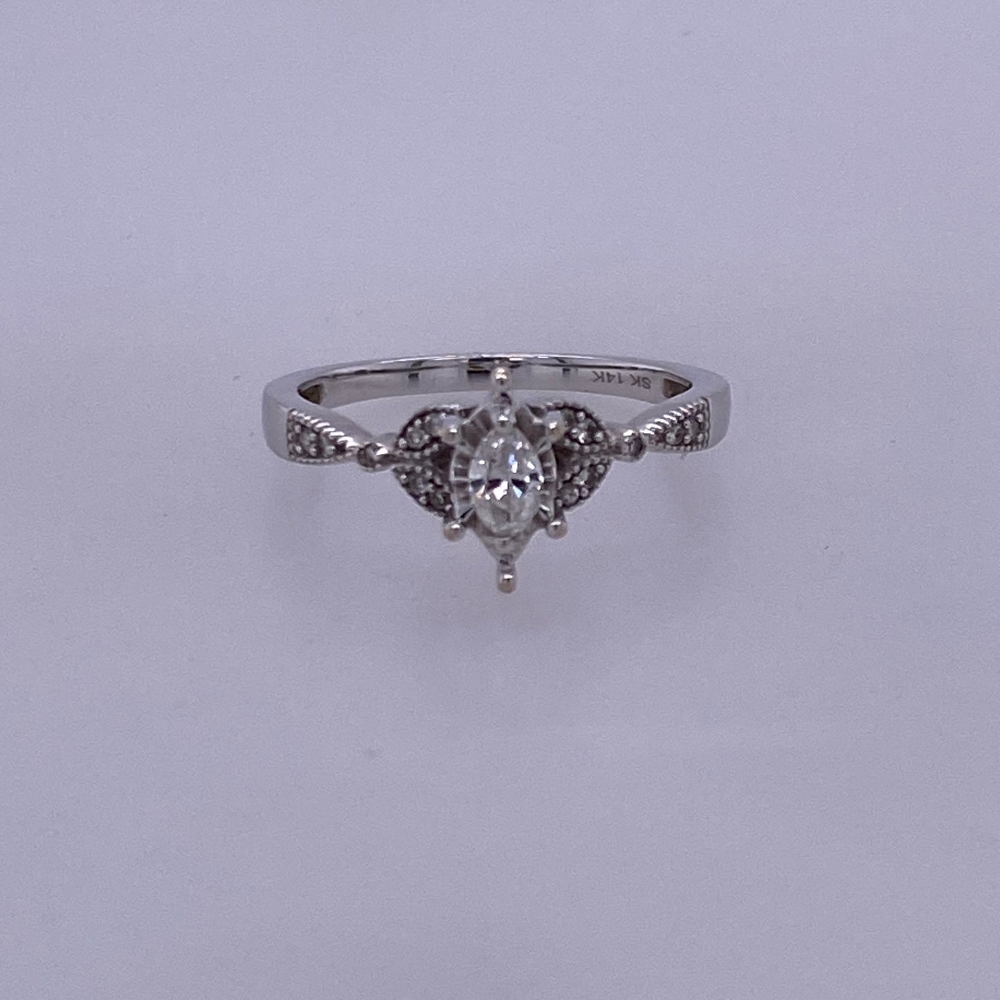 14k White Gold Marquise Cut Diamond Engagement/Wedding Ring