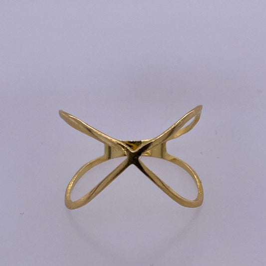 18k Yellow Gold "X" Style Ring