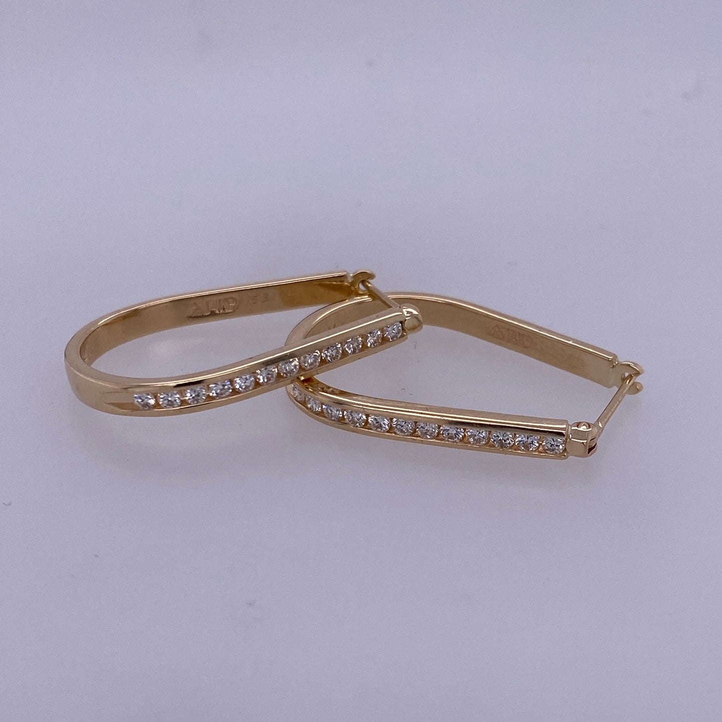 14k Yellow Gold Dangle Diamond Ladies Earrings