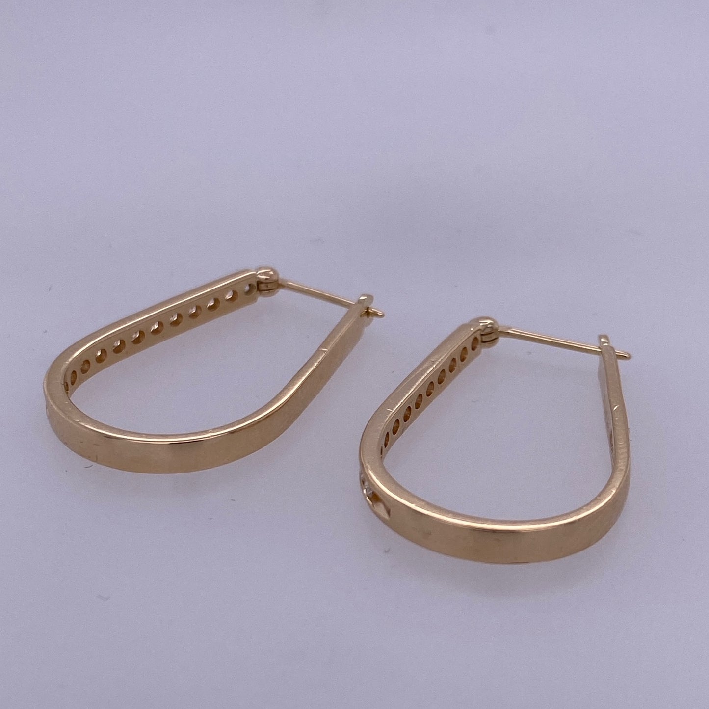 14k Yellow Gold Dangle Diamond Ladies Earrings