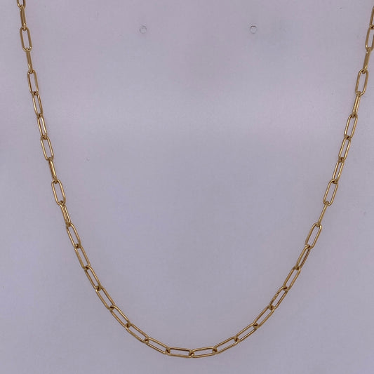 18k Yellow Gold Thin Paperclip Necklace