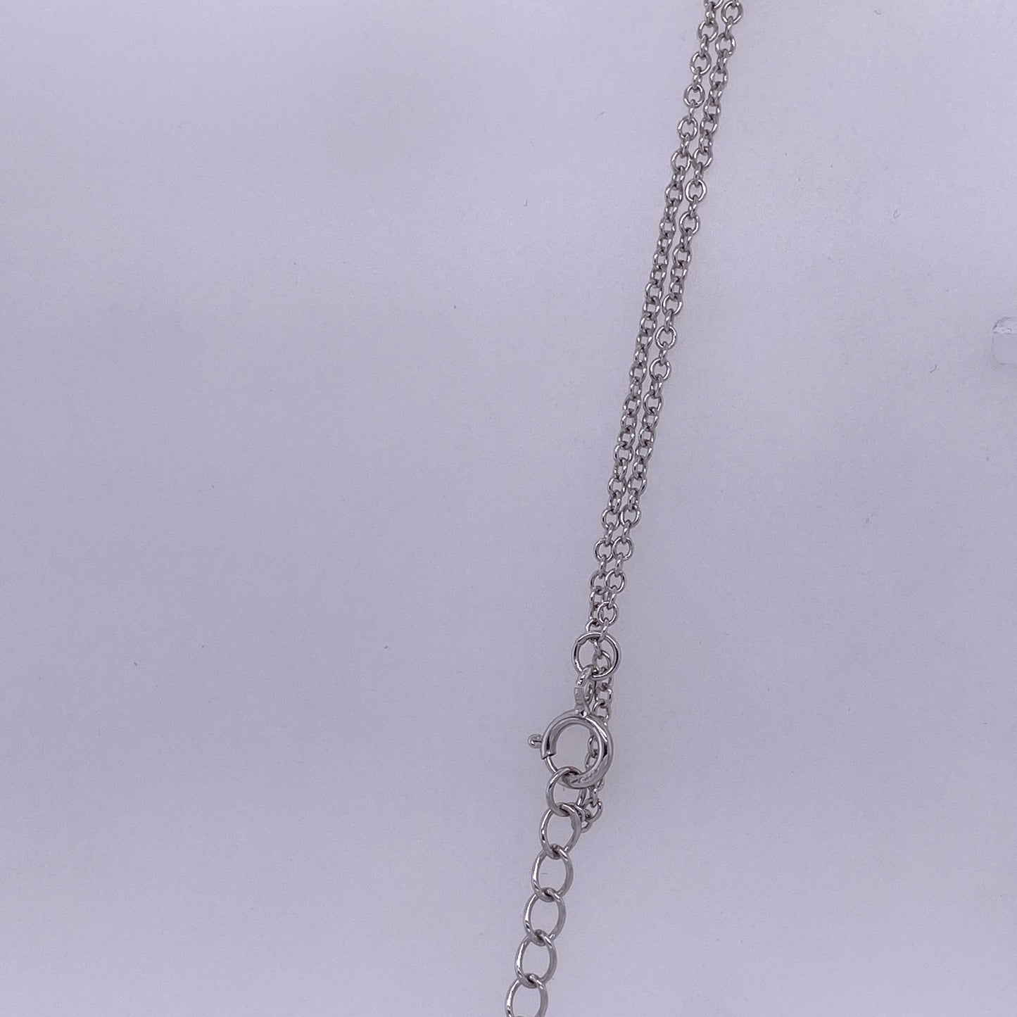 925 Sterling Silver Rolo Link Necklace With Black And White CZ Heart Charm