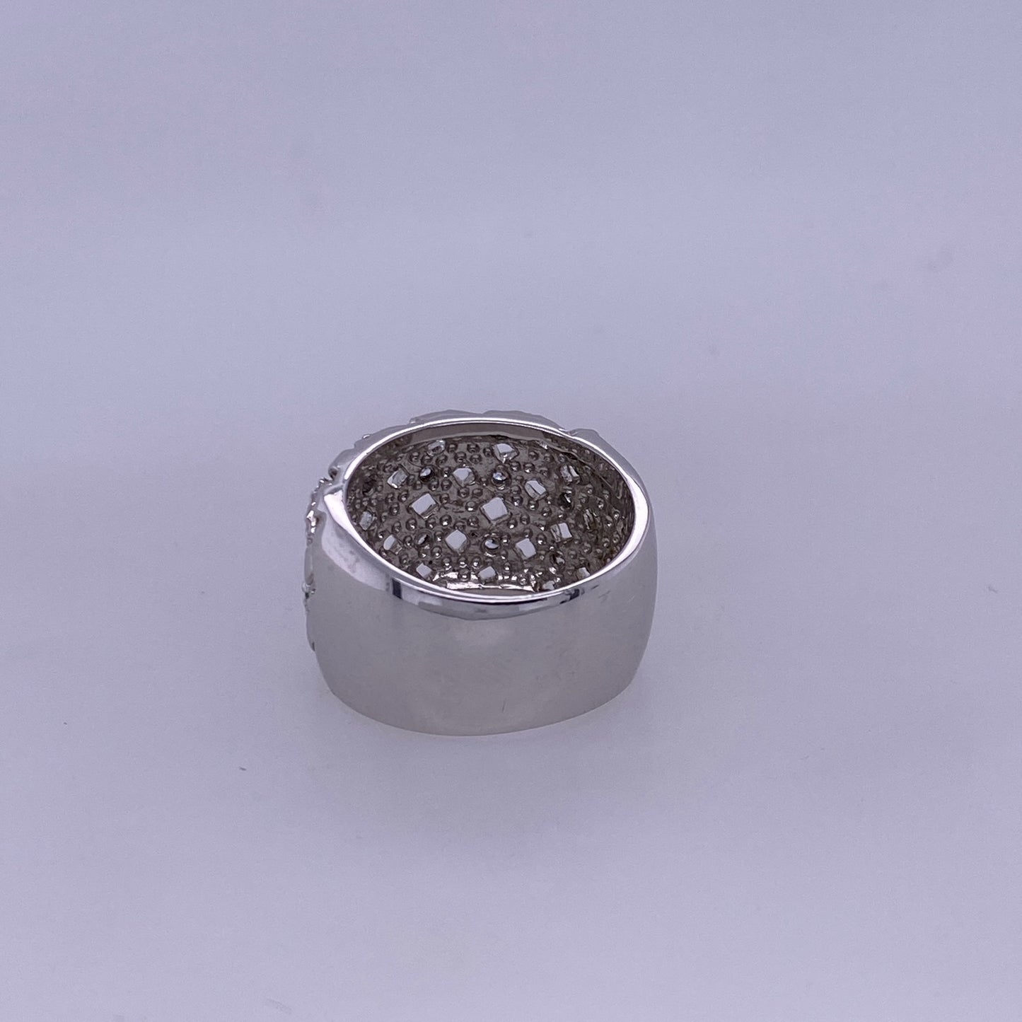 925 Sterling Silver Woven Band With CZ Stones