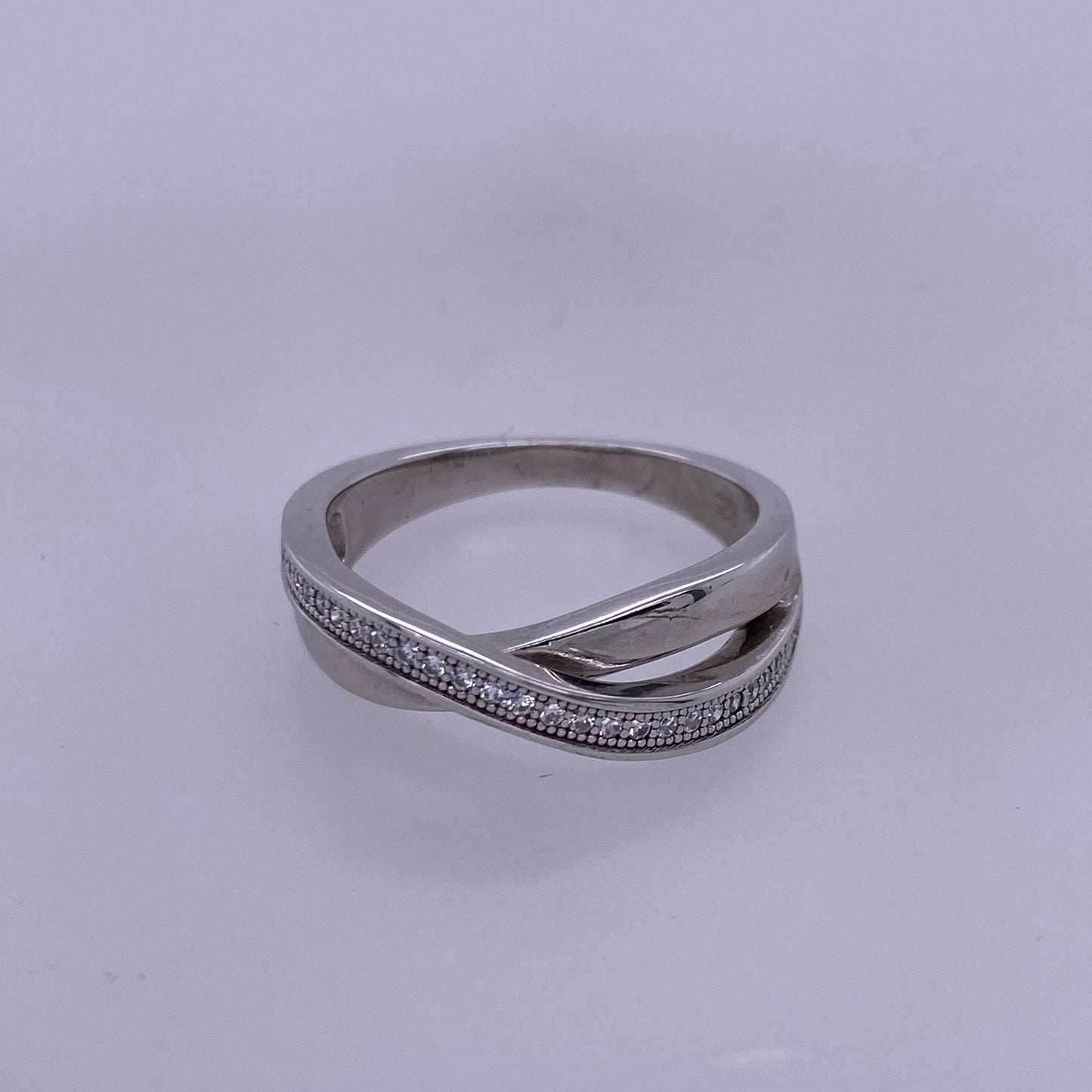 925 Sterling Silver X Ring With CZ Stones