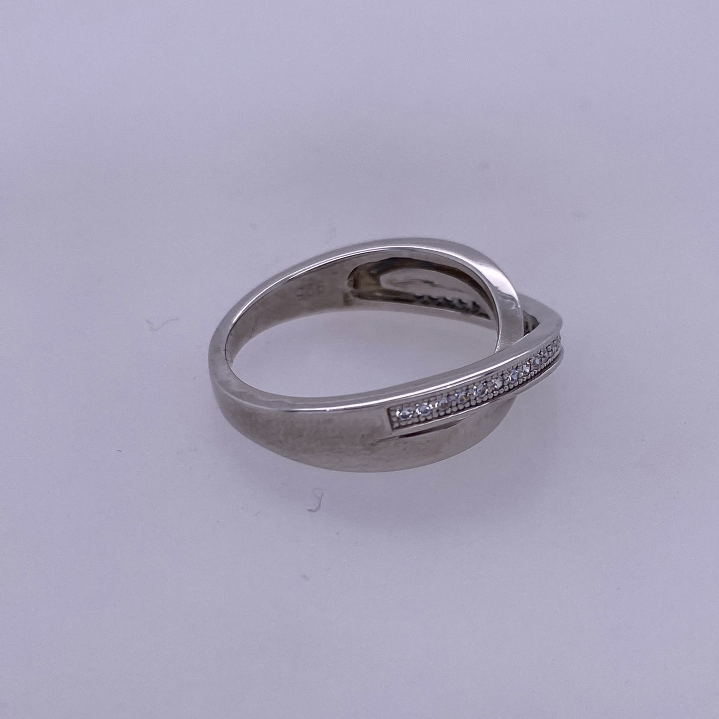 925 Sterling Silver X Ring With CZ Stones