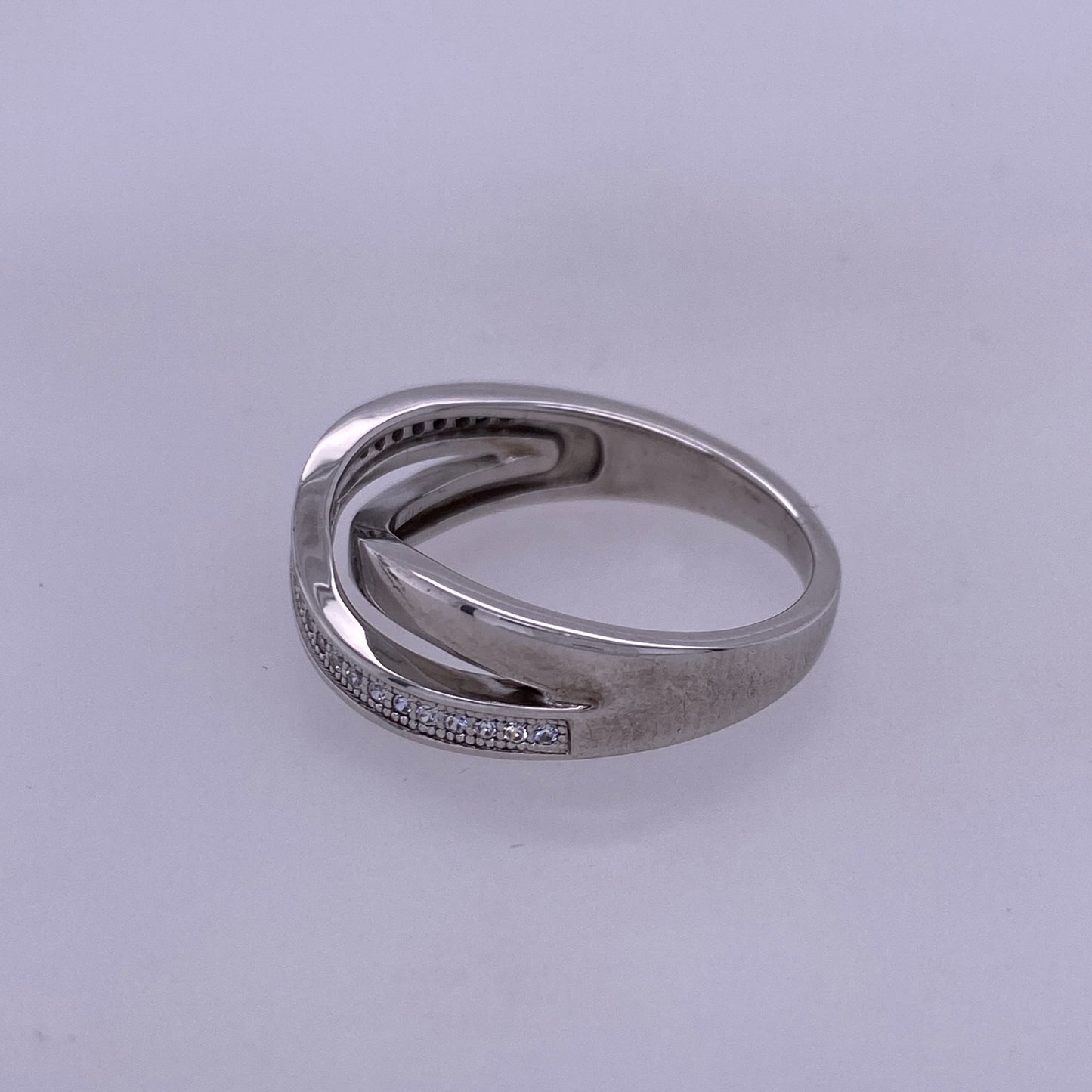 925 Sterling Silver X Ring With CZ Stones