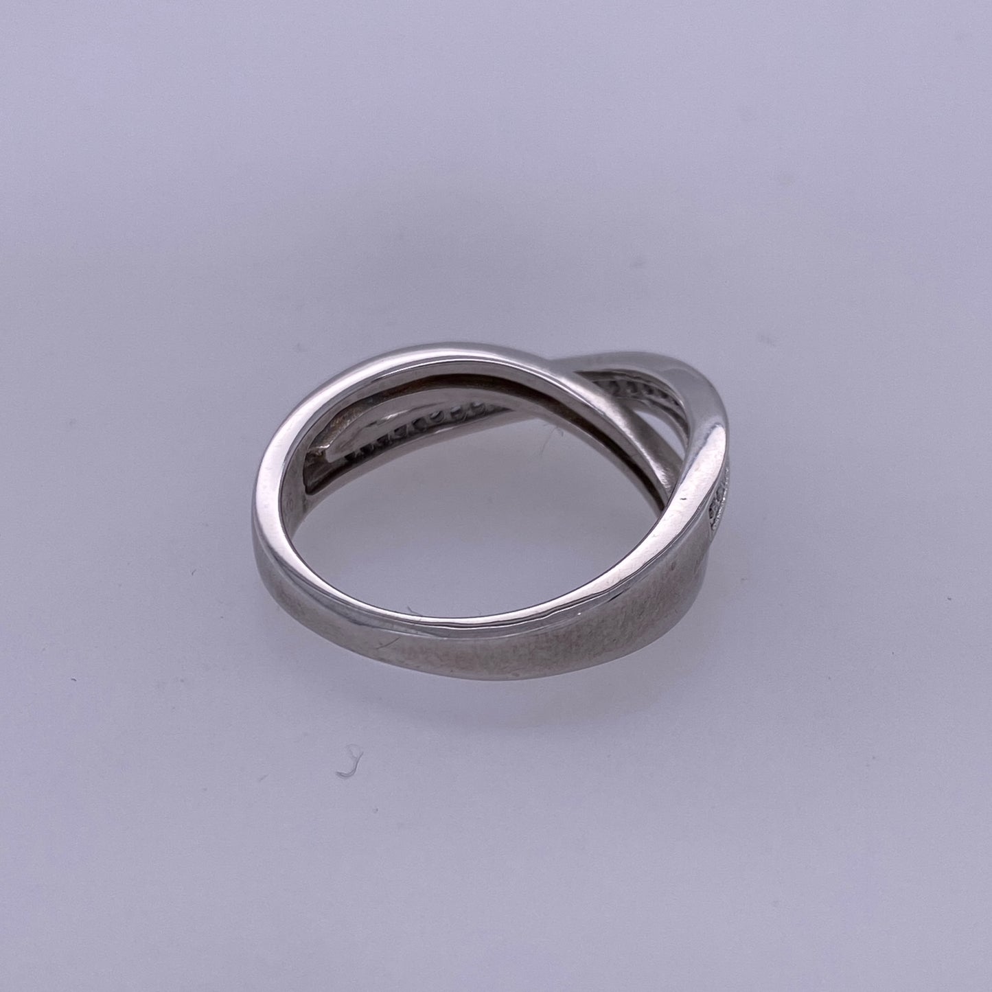 925 Sterling Silver X Ring With CZ Stones