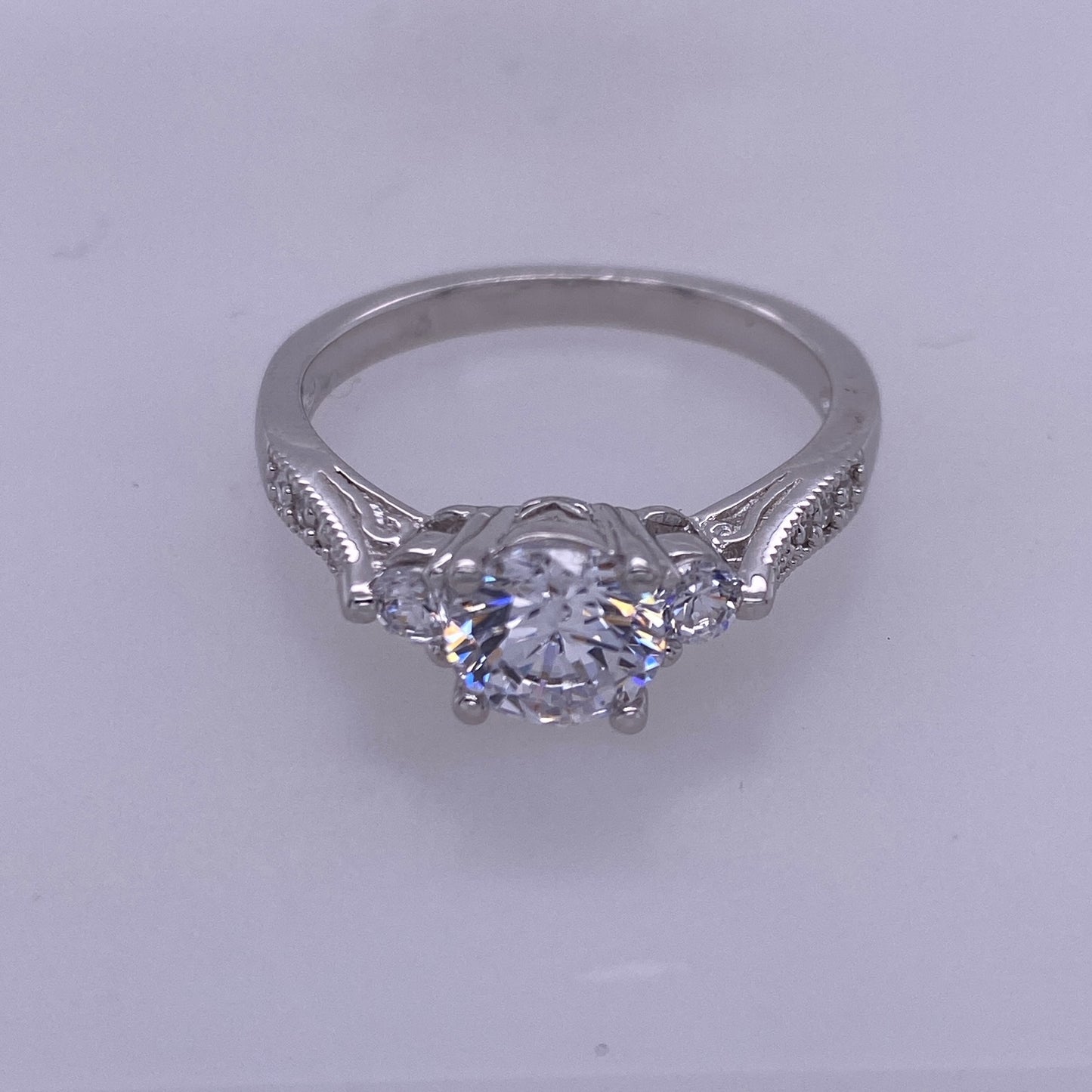 925 Sterling Silver Engagement Ring With Round CZ Stone