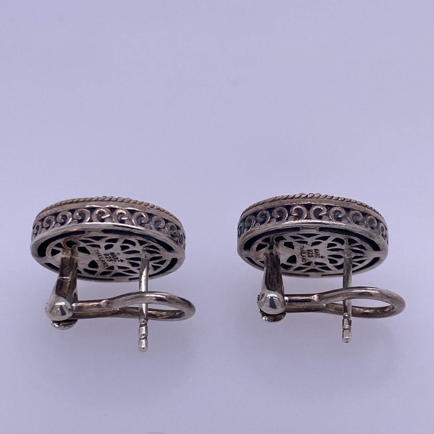 925 Silver Marcasite Pave Design Dangle Earrings