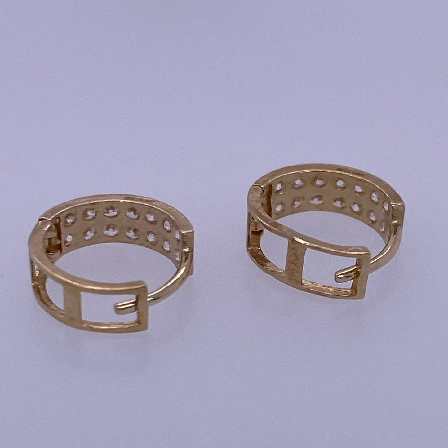14k Yellow Gold Two Row Huggie Hoop Earrings