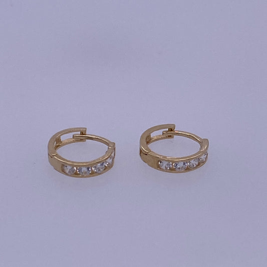 14k Yellow Gold Single Row Huggie Hoop Earrings