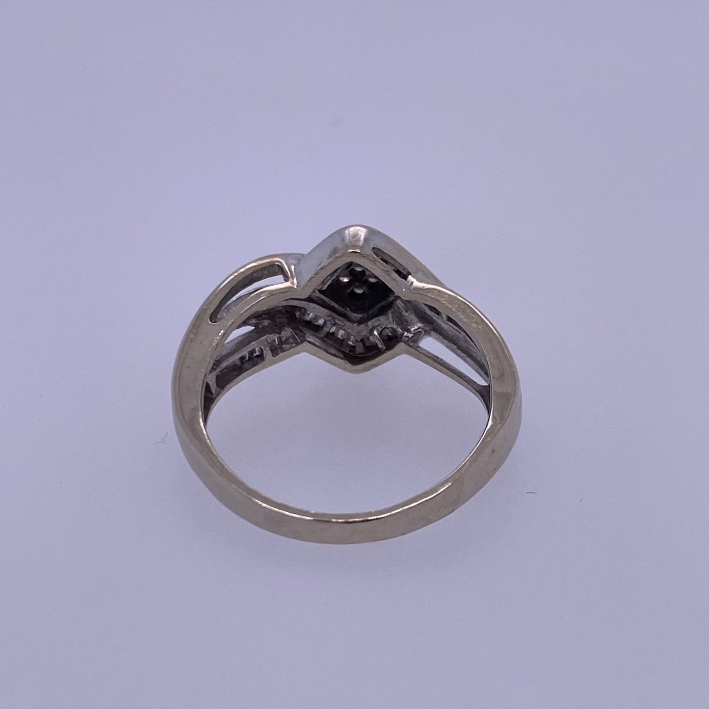 10k White Gold Ladies Diamond Bypass Design Ring