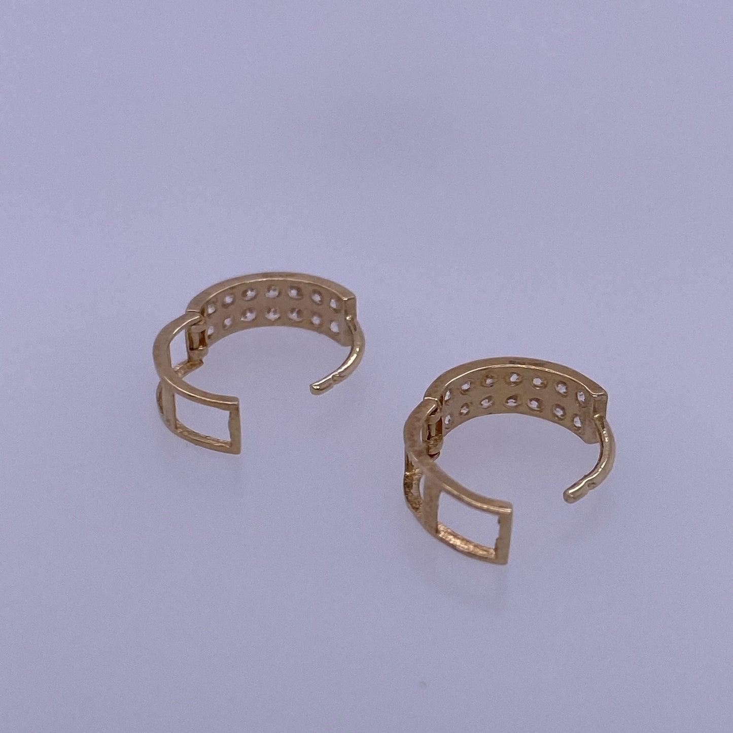 14k Yellow Gold Two Row Huggie Hoop Earrings