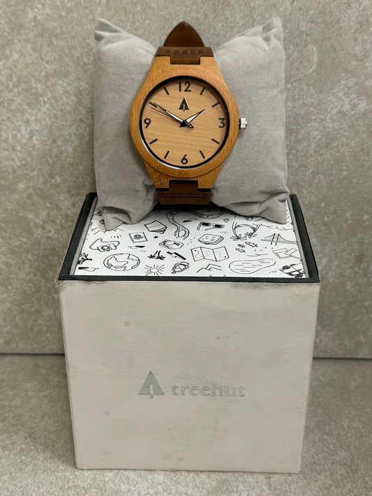 Treehut 24C Wooden Case Leather Band Watch