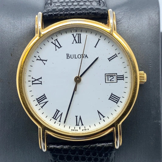 Bulova T8 Men's White Dial Leather Band Wrist Watch